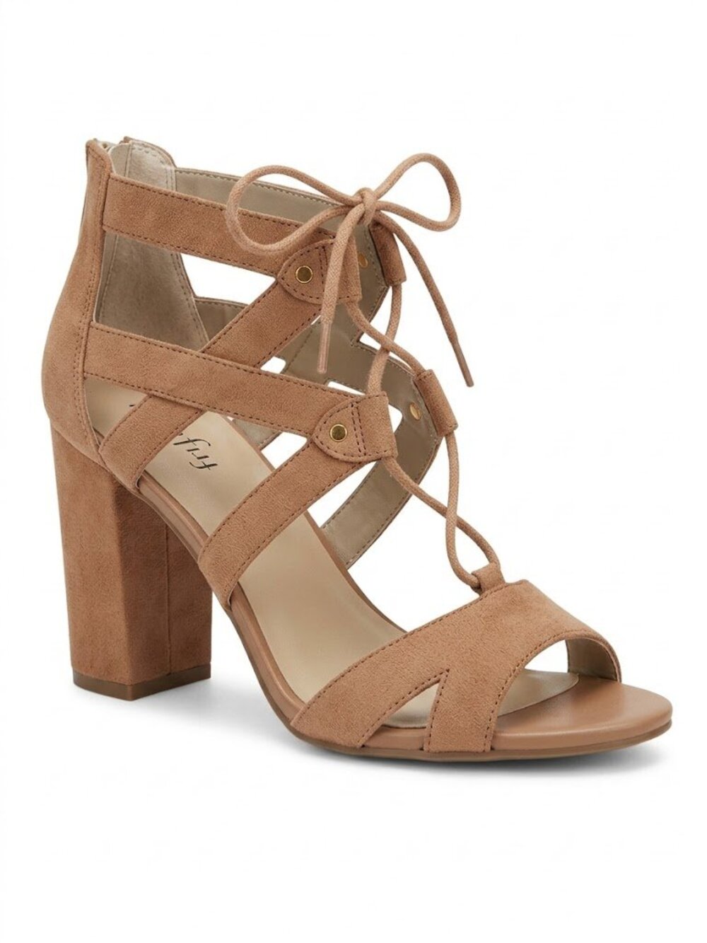 Francesca's Brown Suede Lace-Up Block Heel Sandals
